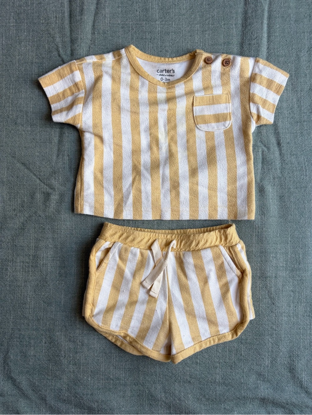 2-Piece Carters Yellow/White Beachy Short Sleeve Baby Outfit